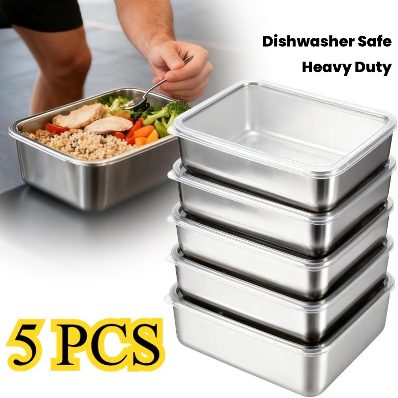 Camping Cooking Organizer - 5pcs Stainless Steel Food Containers Set