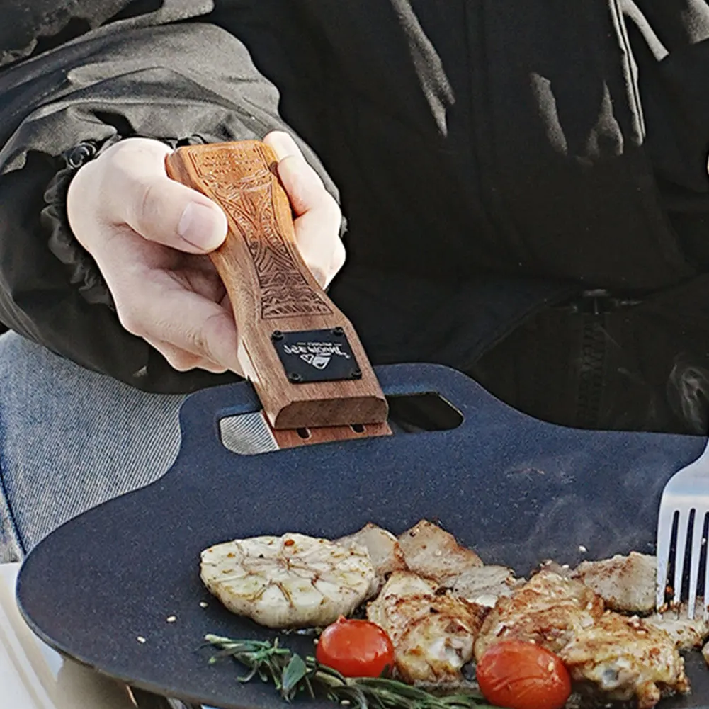 Outdoor Natural Wood Grill Pan - Camping Hiking Cooking ulasan dan harga